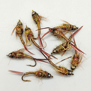 Nymphes de pêche à la mouche à tête de perle en tungstène, queue de faisan, nouées à la main, coulantes, sans plomb, pour la pêche à la truite et au grayling, Euro Nymphing 10 # - Product Image 5