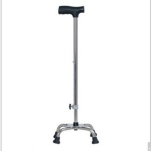 Bastón ajustable de acero inoxidable con base de cuatro puntos para apoyo de ancianos, ayuda para caminar, rango de altura de 43.3 pulgadas - Product Image 1