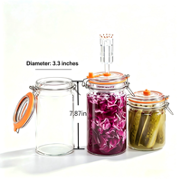 Kit de 2 bocaux de fermentation en verre de 40 oz avec bouchon à air en acier inoxydable et poids, à large ouverture, pour Kombucha, choucroute, kimchi