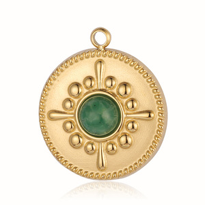 Collier en acier inoxydable minimaliste en gros, pendentifs <span class=keywords><strong>hexagramme</strong></span> en lapis-lazuli et turquoise, collier plaqué or 18 carats - Product Image 3