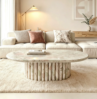 Table basse ronde en marbre rose moderne et minimaliste, facile à nettoyer, pour la maison
