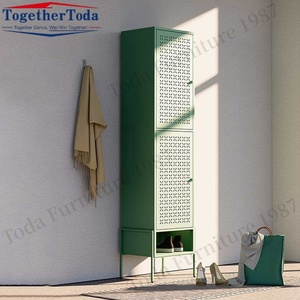 Modern Dual-Layer Solid Wood Durable Adjustable <b>Wall</b>-Mounted Living Room Use <b>Shoe</b> <b>Rack</b> Freestanding Entryway Cabinet - Product Image 2