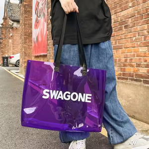 Sac fourre-tout en PVC transparent orange avec logo personnalisé, fermeture à bandoulière, design élégant et tendance, cadeaux, shopping, Chine - Product Image 5