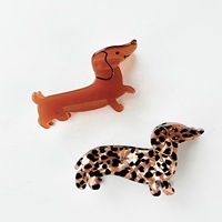 Aksesoris Rambut Jepit Desain Dachshund Motif Leopard Warna Karamel Manis Terbaru, Logo Custom, Untuk Wanita, Cocok untuk Gaya Rambut Updo di Bagian Belakang Kepala