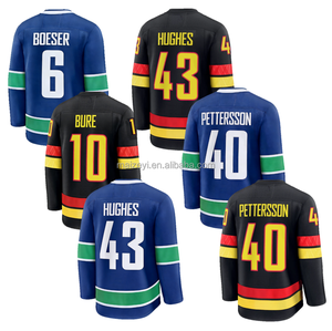 La Mejor Calidad, Cosido a Mano, Personalizable # 40 <span class=keywords><strong>Elias</strong></span> Pettersson # 43 Quinn Hughes # Camiseta Bordada de Hockey sobre Hielo Estadounidense de Brock Boeser Número 6 - Product Image 1