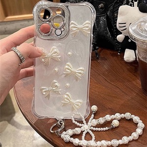Chaîne de téléphone HP062 avec nœud papillon en perles incrustées de diamants, porte-clés, pendentif, chaîne anti-chute pour sac, <span class=keywords><strong>collier</strong></span> de perles fait main, accessoire - Product Image 4