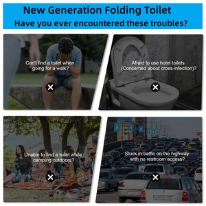 Toilette d'urgence pliable portable pour adultes/enfants avec couvercle et porte-papier pour <span class=keywords><strong>le</strong></span> <span class=keywords><strong>camping</strong></span>, la voiture, la randonnée, capacité de charge 150 kg - Product Image 6