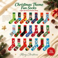 Chaussettes de Noël en coton jacquard 200N en gros, motifs Père Noël, bonhomme de neige, sapin, chaussettes fantaisie pour adultes, cadeau de Noël