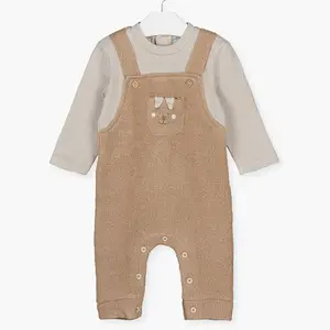 Vêtements pour nouveaux-nés et bambins de marque privée RTS, combinaison à manches longues en coton à pois pour bébés filles, 1 pièce