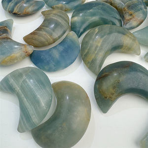 Yeni tasarım doğal kristal şifa taşı oyma el sanatları Palm taş mavi oniks ay hediyeler için - Product Image 5