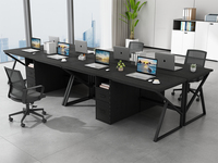 Bureau d'ordinateur moderne pour 2 personnes avec tiroir à dossiers, grand bureau double avec armoire de rangement pour bureau à domicile