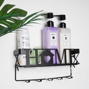 Home Wall Mounted Mail Key Organizer <b>Black</b> Metal Rack With <b>Hooks</b> For Entryway Storage 28cm Rectangle Shape - Product Image 2