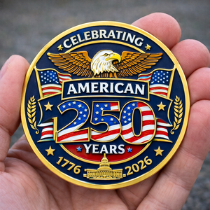 เหรียญที่ระลึกครบรอบ 250 ปีอเมริกา แบบสั่งทำขายส่ง เคลือบแข็ง/อ่อน ลายรักชาติ - Product Image 1