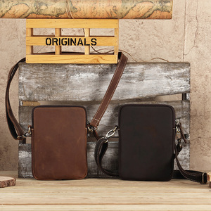 Men's Crossbody <b>Bag</b> Genuine Leather Vertical Small <b>Bag</b> Durable Everyday Use - Product Image 1