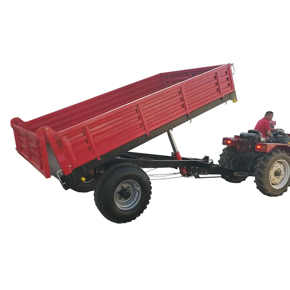 Agricultural 5 Ton Hydraulic Single Axle Dump Tipper trailer Farm Tractor Trailer manufacturer