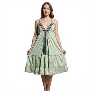 Silk Lace Short A-Line <b>Dress</b> V-Neck Spaghetti Strap Embroidered Above Knee Summer <b>Romantic</b> Styleboho wholesale <b>dress</b> - Product Image 1