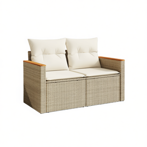 Canapé de patio en rotin PE deux places, canapé de jardin extérieur avec coussin en mousse haute densité, design contemporain - Product Image 1