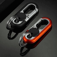 Porte-clés décontracté bicolore pour homme, créatif, double anneau en alliage de zinc et acier inoxydable, forme ovale, pour clés de voiture et motos
