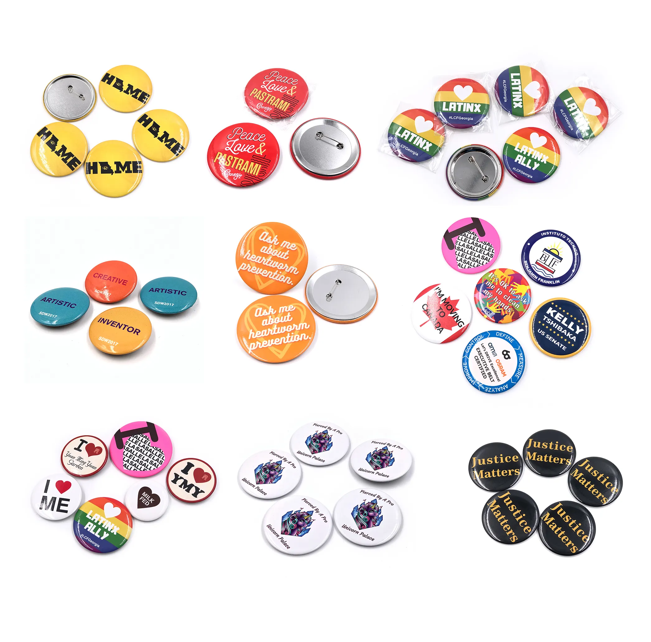 Personalized Custom Blank Metal Pin Badge Button Round Custom Button Badges Printed Button Badge 58mm