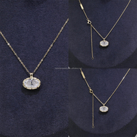 Collier tendance haut de gamme en or massif 14 carats avec pendentif en moissanite et chaîne à maillons pour fiançailles, mariage, anniversaire et cadeaux de fête