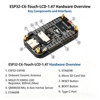 Carte de développement Waveshare ESP32-C6 avec écran tactile LCD couleur Wi-Fi 6 de 1,47 pouce (172x320, 262K couleurs) et processeur RISC-V 160 MHz