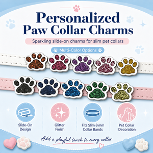 Venta al por mayor de dijes deslizantes brillantes de 8mm con diseño de huellas de perro con purpurina para pulseras, collares de mascotas y fabricación de joyas DIY - Product Image 2