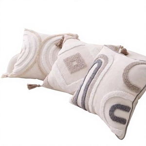Funda de Cojín Cuadrada Bordada Estilo Boho, Funda de Almohada Decorativa de Poliéster y Algodón para Hogar, Hotel, Sofá - Product Image 3