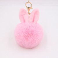 Lapin Oreille En Peluche Boule Porte-clés Pendentif Mignon Lapin Oreille En Peluche Pendentif Imitation Fourrure Sac Bijoux Boule En Peluche