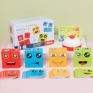 Jeu de société éducatif <span class=keywords><strong>en</strong></span> <span class=keywords><strong>bois</strong></span>, puzzles magiques à visages changeants, blocs de construction <span class=keywords><strong>en</strong></span> <span class=keywords><strong>bois</strong></span>, cube Montessori, jouets éducatifs pour enfants - Product Image 4