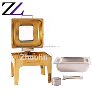 Buffet <span class=keywords><strong>crédence</strong></span> buffet marmites chauffant 9 litres pour acier inoxydable or mélangé argent plat chauffant alimentaire buffet chaud réchaud - Product Image 4