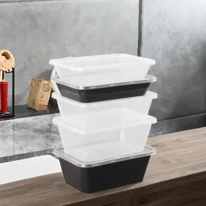 Conteneur alimentaire en plastique jetable transparent rectangulaire avec couvercle, boîte à lunch en PP pour micro-ondes, 500, 650, 750, 1000 ml, vente chaude - Product Image 1