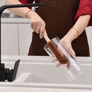 Wholesale Wooden Long Handle Coconut Fiber Glass Cleaning <b>Brush</b> for Kitchen - Product Image 4