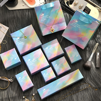Caja de Regalo Rectangular de Cartón con Laminado Mate para Joyería, Collar y Pulsera con Degradado de Colores Modernos