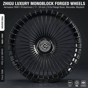 Jantes forgées monobloc personnalisées ZHIGU Factory Direct T6061-T6 18-24 pouces noir brillant pour Range Rover Mercedes <span class=keywords><strong>Maybach</strong></span> DOT VIA - Product Image 1