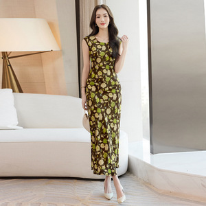 Floral Sleeveless Dress V-Neck Mid Length Breathable Summer Style - Product Image 3
