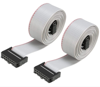 IDC 14 Pins Wire Flat Flexible Gray Ribbon Jumper Cable 128cm 2.54mm Pitch