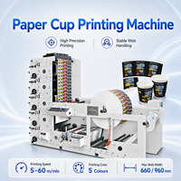 Machine d'impression de gobelets en papier 5 couleurs, imprimante flexo pour gobelets 660-950 mm, haute vitesse 5-60 m/min, séchage IR haute précision
