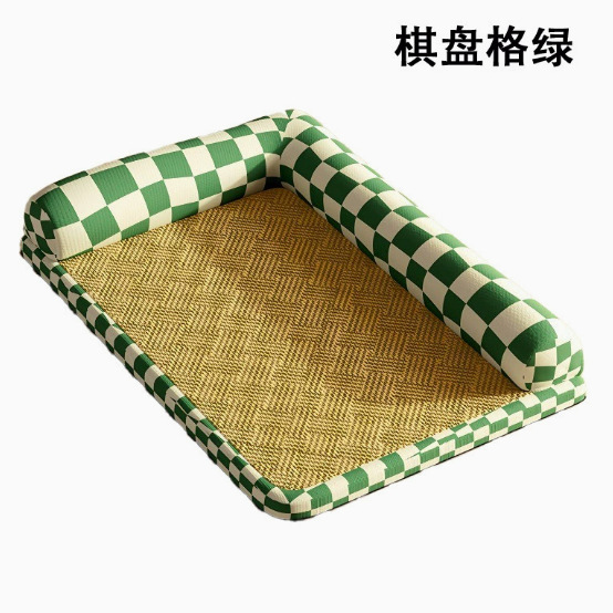 Vert à carreaux - Tapis de refroidissement en forme de L (amovible et lavable)