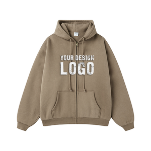 New Design Solid Color Cardigan Full Zipper Mens <b>Hoodie</b> Customized Logo Loose Sports Drop Shoulder <b>Zip</b> Men's Hoodies Coat - Product Image 3
