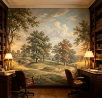 Peinture murale de paysage vintage personnalisée, papier peint rétro de paysage forestier pour le salon, la chambre à coucher, la décoration murale intérieure de l'hôtel