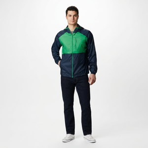 Veste coupe-vent homme grande taille confortable et abordable, design personnalisé, pour course en extérieur, en polyester souple, résistante à la pluie, avec col montant. - Product Image 1