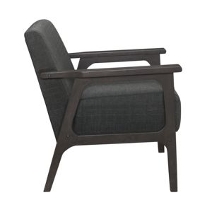 DB Modern Style 1pc <b>Accent</b> <b>Chair</b> in Dark Gray Fabric with Solid Rubberwood Antique Gray Finish for Home Office Furniture - Product Image 3