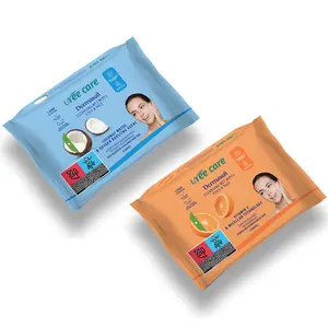Toallitas faciales limpiadoras para adultos de alta calidad, toallitas húmedas femeninas refrescantes para el cuidado de la piel, ingredientes naturales, toallitas de agua orgánicas