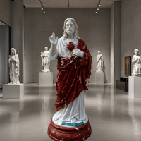 Statue du Sacré-Cœur de Jésus en marbre multicolore, sculptée à la main, sculpture religieuse pour la décoration de jardin d'église catholique