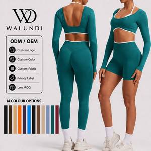 Conjunto de Yoga para Mujer, Moda, Manga Larga, Tirantes, <span class=keywords><strong>Dos</strong></span> Piezas, Conjunto Deportivo de Yoga, Alta Elasticidad, Traje de Yoga Ajustado - Product Image 1