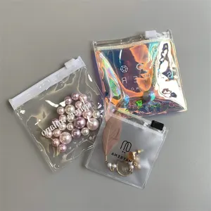 Custom With Your Logo Mini Pvc Plastic Earring Necklace Jewelry Packaging Small Zip Lock Pouch Bag For Jewellery