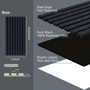 Panneaux muraux insonorisés décoratifs Dark Drey 12 "x 23.6" Panneau acoustique PET auto-adhésif à double couche pour studio - Product Image 2