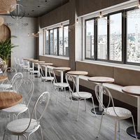Table en bois massif personnalisé et ensemble de chaises en métal meubles de restaurant en gros pour café et café application de salle à manger