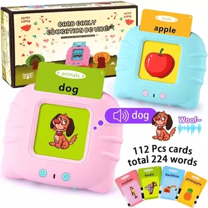 Mainan Pendidikan Anak-anak Mainan Belajar Bahasa Inggris Arab Spanyol Anak-anak Berbicara Kartu Flash Mainan dengan 112 Kartu
