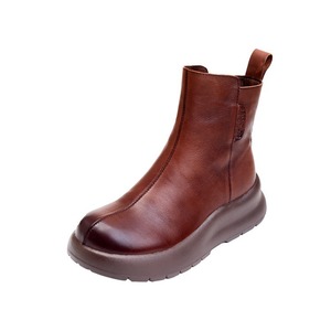 Bottines à talon carré en cuir véritable, style britannique élégant, à lacets, confortables pour l'automne et l'hiver - Product Image 5